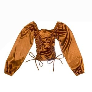 Shiny Fitted New Long Sleeve Top Adjustable Length with ties